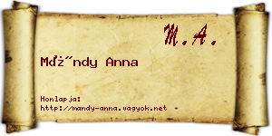 Mándy Anna névjegykártya